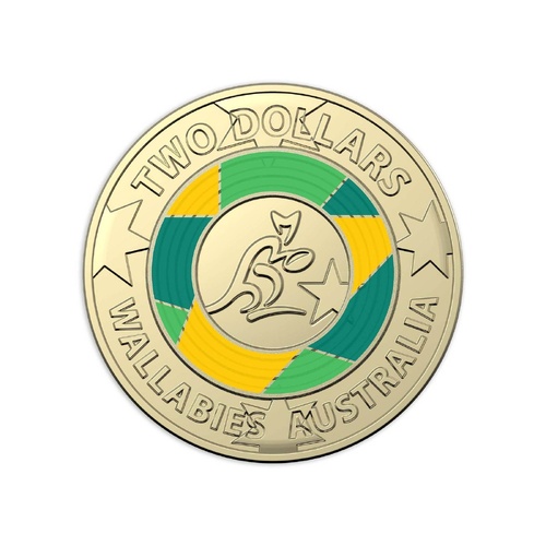 Australia 2019 Wallabies $2 Dollars Coloured UNC Coin Loose