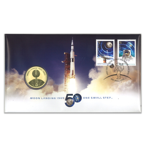 Australia 2019 Moon Landing 50 Years Stamps & $1 Coin PNC (Perth Mint)