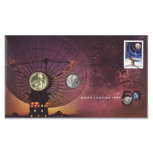 Australia 2019 Moon Landing 50 Years Stamps & 2-Coin PNC (RAM)