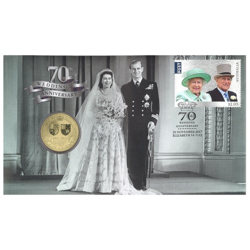 Australia 2017 70th Anniversary Platinum Royal Wedding Stamp & $1 Coin PNC