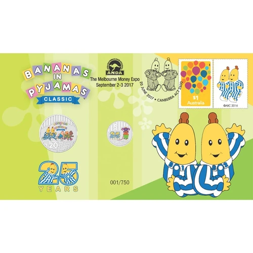 Australia 2017 Bananas in Pyjamas 20c & 5c Stamp & Coin Cover - PNC ANDA