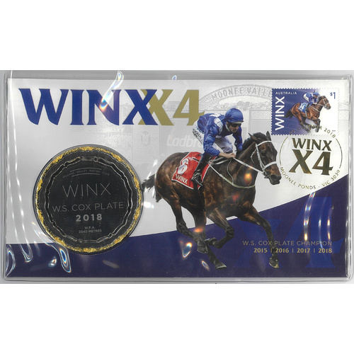 Australia 2018 Winx X4 W.S. Cox Plate Champion/Horse Racing Stamp & Medallion Cover