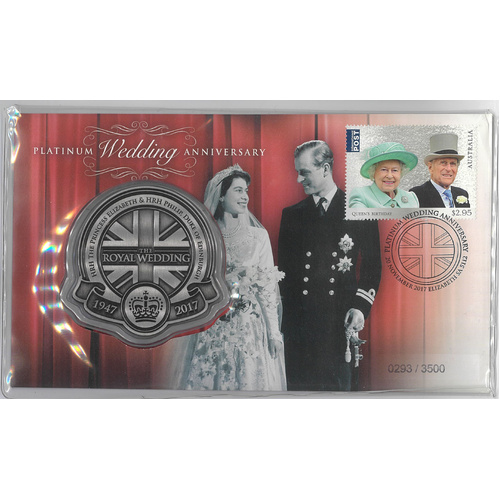 Australia 2017 Platinum Royal Wedding Anniversary Stamp & Medallion Cover