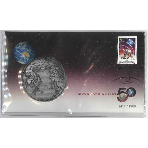 Australia 2019 Moon Landing 50 Years Stamp & Medallion Cover