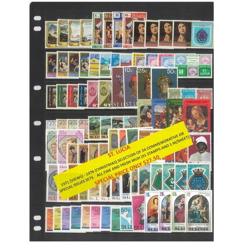 St Lucia 1971-76 Selection of 24 Commemorative Sets 91 Stamps & 1 Mini Sheet MUH #457