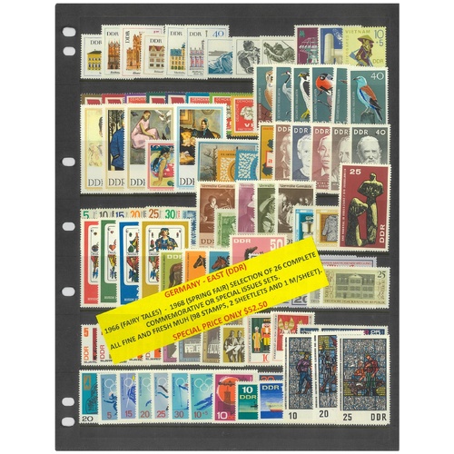 Germany East 1966-68 Selection of 26 Commemorative Sets 98 Stamps & 3 Sheets MUH #454