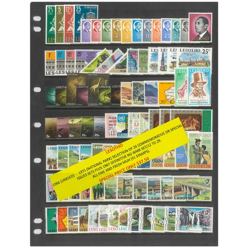 Lesotho 1966-75 Selection of 20 Commemorative Sets 91 Stamps MUH #436