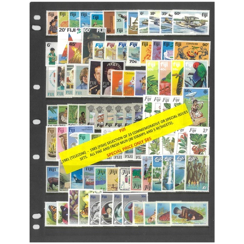 Fiji 1981-85 Selection of 23 Commemorative Sets 90 Stamps & 5 Mini Sheets MUH #417