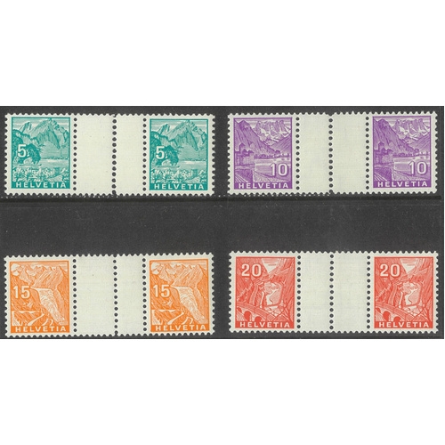 Switzerland 1934 Landscapes Small Hole Gutter Pairs 8 Stamps Zum S43/46 MUH 6-11