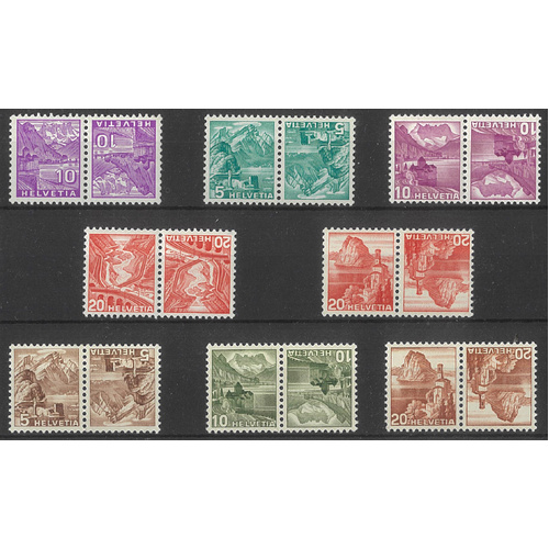 Switzerland 1934-48 Range of Tete Beche Pairs 16 Stamps mixed MUH/MLH 6-12