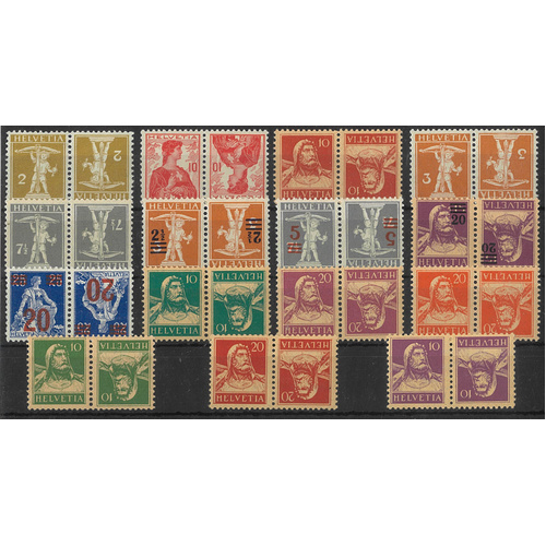 Switzerland Range of 1908-33 Tete Beche Pairs 30 Stamps near all MUH 6-13