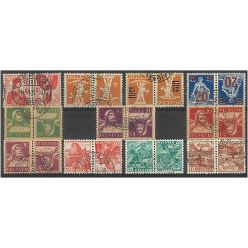 Switzerland Range of 1908-48 Tete Beche Pairs 22 Stamps Zum K4-37 Fine Used 6-14