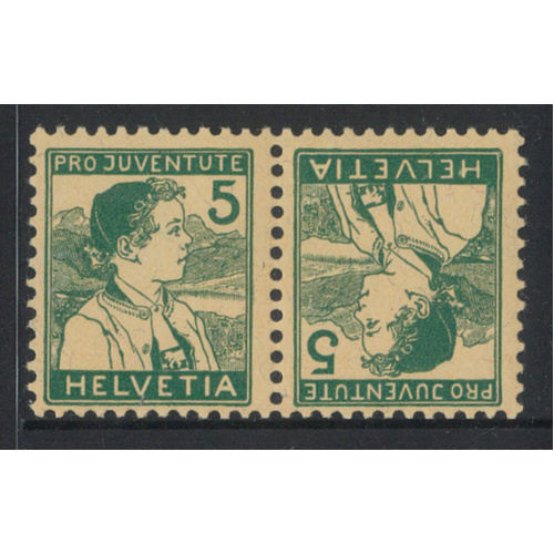 Switzerland 1915 5c Pro Juventute Tete Beche Pair Stamps Zum K11 MVLH 6-15