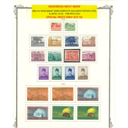 Indonesia - West Irian 1963-70 Irian Barat Series incl Postage Dues 54 Stamps MLH