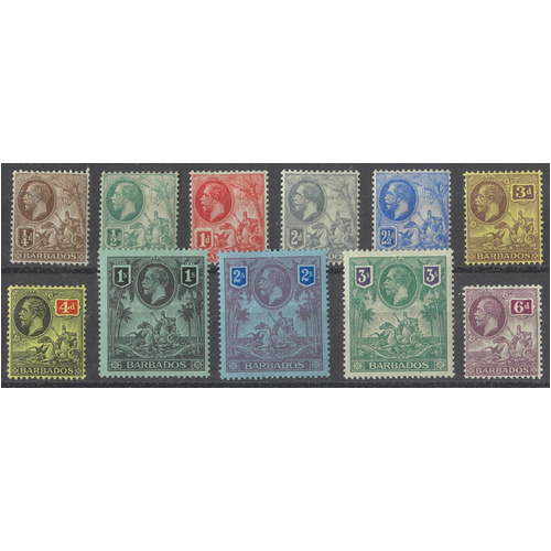 Barbados 1912 KGV Set/11 Stamps SG170/80 Mint Lightly Hinged 6-32