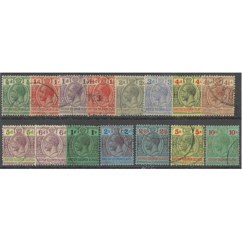 British Solomon Islands 1922-31 KGV Mult Script WMK Set/15 Stamps Fine Used 7-4