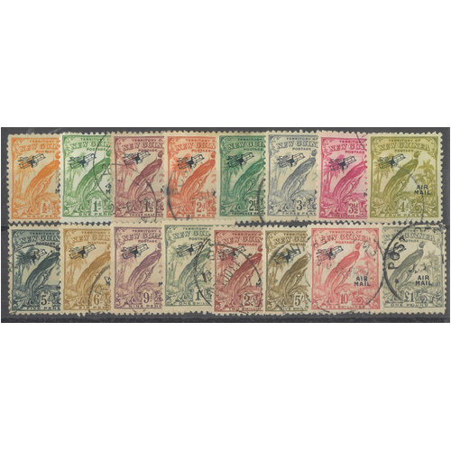 New Guinea 1932-34 Undated Birds Airmail Set/16 Stamps SG190/203 Fine Used 7-13