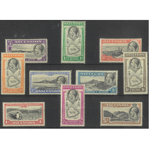 Ascension 1934 KGV Pictorial Set of 10 Stamps SG21/30 Mint Lightly Hinged 9-20