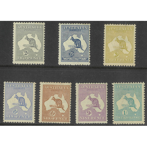 Australia Kangaroo 3rd WMK Short Set 7 Stamps SG35/40 Mint Lightly Hinged 10-14