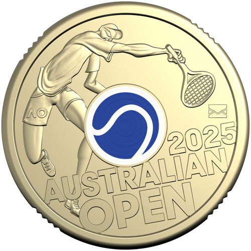 Australia 2025 Men’s Australian Open $2 Privy Mark Coloured Coin UNC in Folder