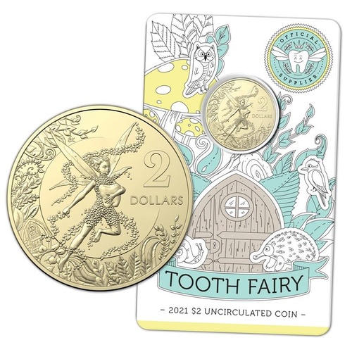 Australia 2021 Tooth Fairy $2 Uncirculated Coin in Card