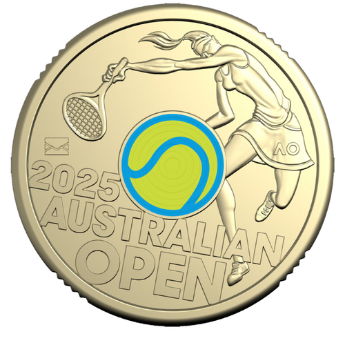 2025 Women's Australian Open $2 Privy Mark SPECIAL Coloured Coin UNC in Folder