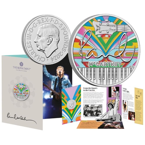 Great Britain 2024 Paul McCartney £5 Brilliant Uncirculated Colour Coin