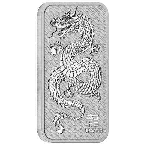 Australia 2025 Perth Mint Silver 1oz Lunar Dragon Rectangular Minted Bar  