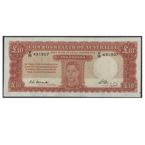 Australia 1949 Ten Pounds £10 Coombs & Watt Banknote R60 aUNC P-20