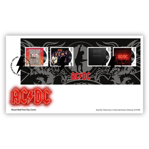 UK 2025 AC/DC - Music Giants Part 11 Mini Sheet On First Day Cover (18.2.25)