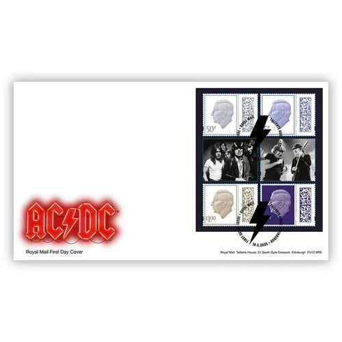 UK 2025 AC/DC - Prestige Booklet Pane First Day Cover (18.2.25)