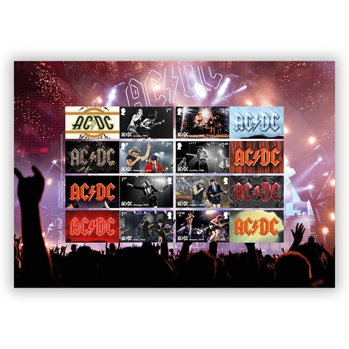 UK 2025 AC/DC Collectors Sheet of 8 Stamps with Tabs MUH (18.2.25)