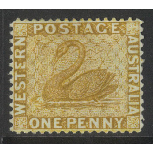 West Australia 1876 Swan 1d Stamp Ochre p14 SG68 Mint