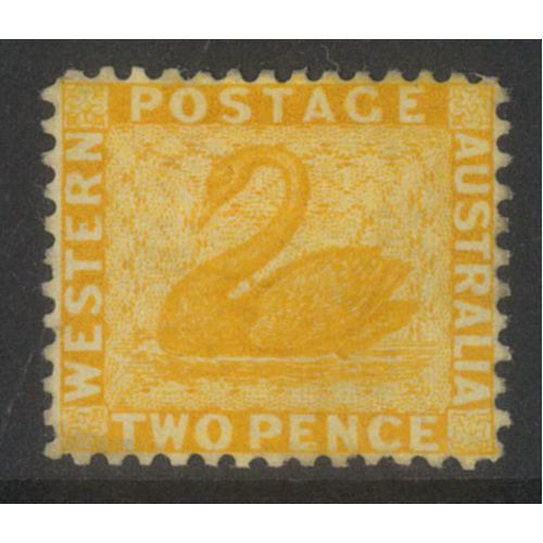 West Australia 1882 Swan 2d Stamp Chrome-Yellow WMK Crown CA SG77 Mint