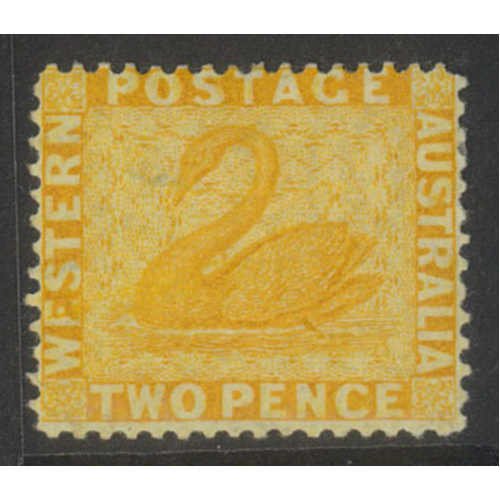 West Australia 1882 Swan 2d Stamp Chrome-Yellow WMK Crown CA Upright SG77a Mint