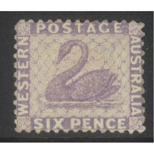 West Australia 1883 Swan 6d Stamp Lilac WMK Crown CA p12 SG85 Mint