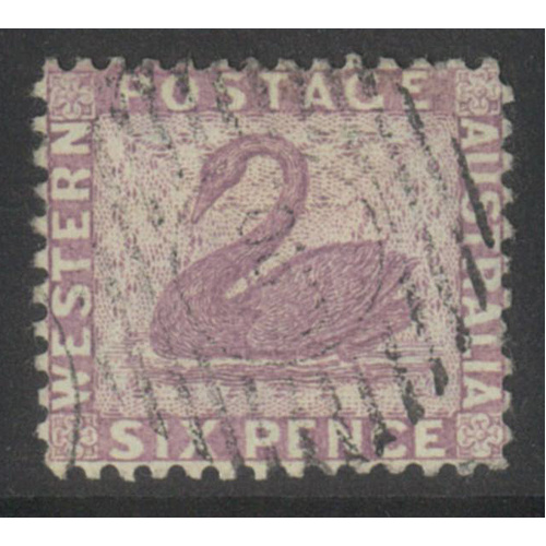 West Australia 1883 Swan 6d Stamp Lilac WMK Crown CA p12 SG85 FU