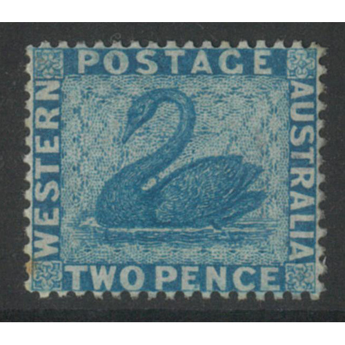 West Australia 1861 Swan 2d Stamp Blue p14 SG39 MLH