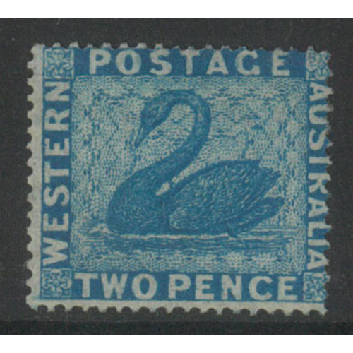 West Australia 1861 Swan 2d Stamp Blue Clean Cut Perfs SG41 MLH