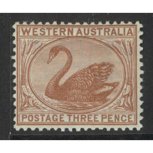 West Australia 1895 Swan 3d Stamp Red-Brown WMK Crown CA SG87 MUH