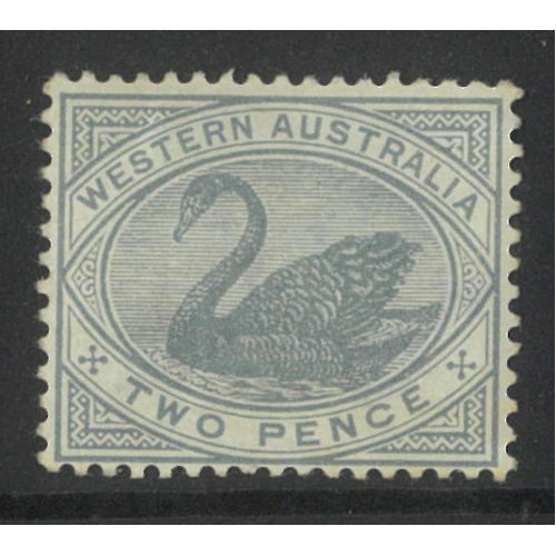 West Australia 1890 Swan Typo 2d Stamp Grey SG96a MUH (one toned perf)