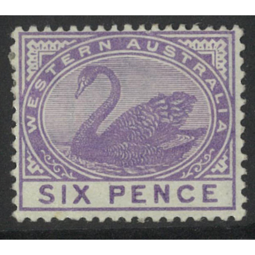 West Australia 1893 Swan Typo 6d Stamp Violet SG100 MLH