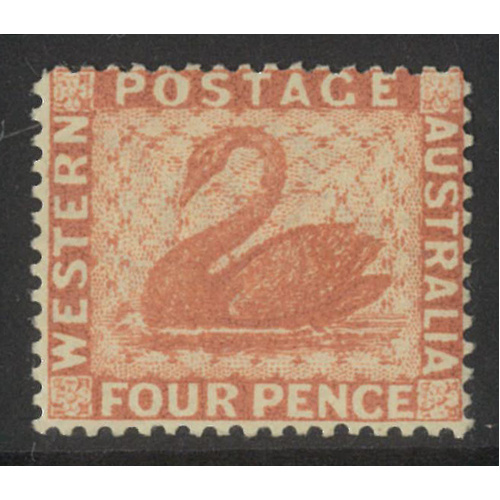 West Australia 1888 Swan 4d Stamp Red-Brown SG105 MLH