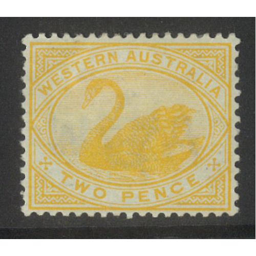 West Australia 1899 Swan 2d Stamp Bright Yellow WA/Crown WMK SG113 Mint