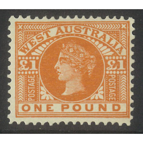 West Australia 1902 QV £1 Stamp Orange-Brown V/Crown WMK SG128 MLH