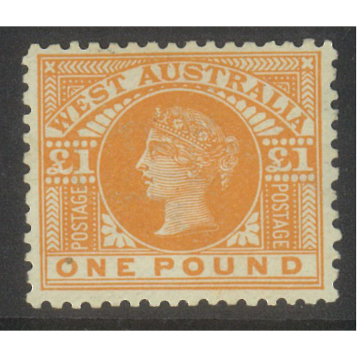 West Australia 1909 QV £1 Stamp Orange V/Crown WMK SG128a MLH