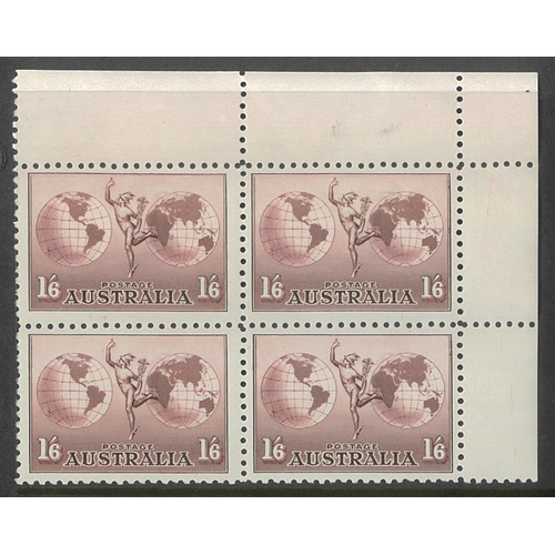 Australia 1934 1/6 Hermes Top Right Block/4 Stamps SG153 MUH #AUBK