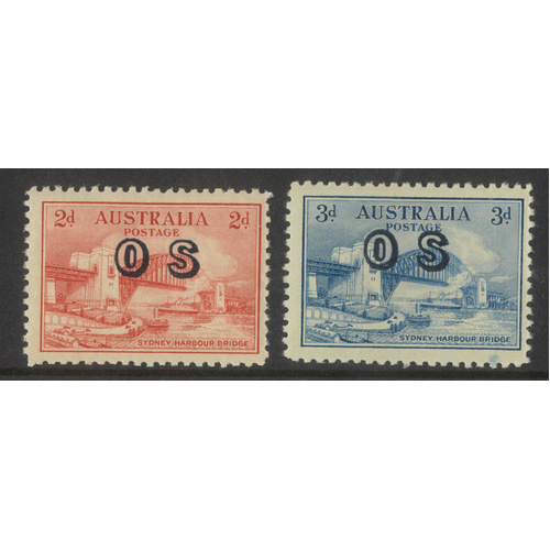 Australia 1932 Harbour Bridge 2d, 3d Stamps ovpt OS SG O134/35 MUH #AUBK