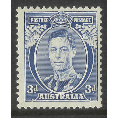 Australia 1937 KGVI 3d Stamp Blue "White Wattles" SG168a Mint Unhinged #AUBK