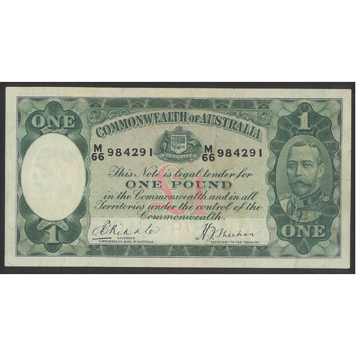 Commonwealth of Australia 1933 £1 Banknote Riddle/Sheehan R28 VF (pressed) #P-31